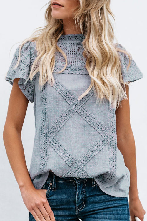 Stunncal Not So Secret Lace Overlay Ruffle Top - 3 Colors