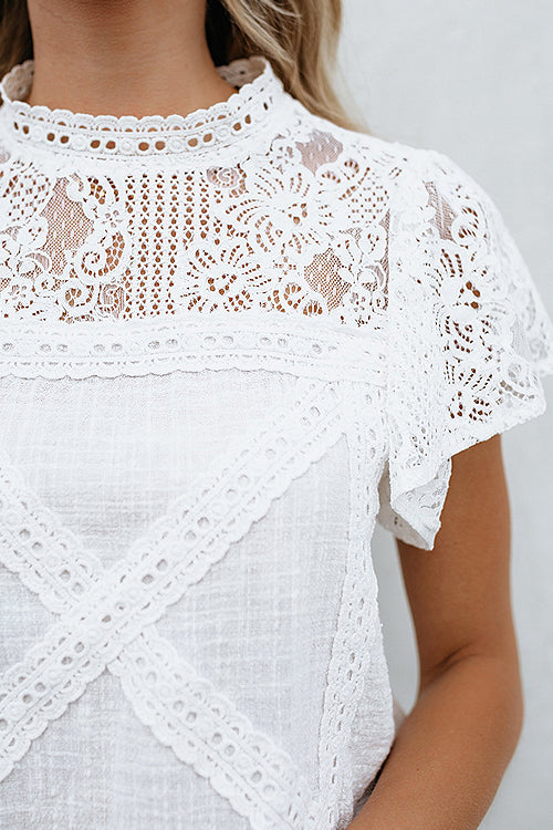 Stunncal Not So Secret Lace Overlay Ruffle Top - 3 Colors